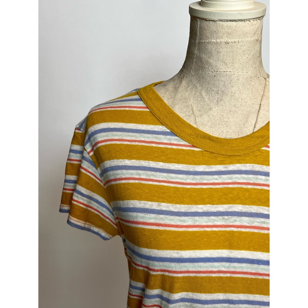 Madewell Mustard Striped Short Sleeve Tee